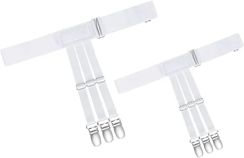 Vista 3 de Mens Shirt Stays Upgrade Adjustable Elastic Garter Military Shirts Holder with Non-slip Locking Clamps