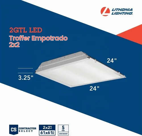 Vista 4 de Lithonia Lighting Luz LED Troffer con lente de 2 x 2, luz LED empotrada de techo con lente prismática para techos de rejilla, 120 voltios, 4000 K