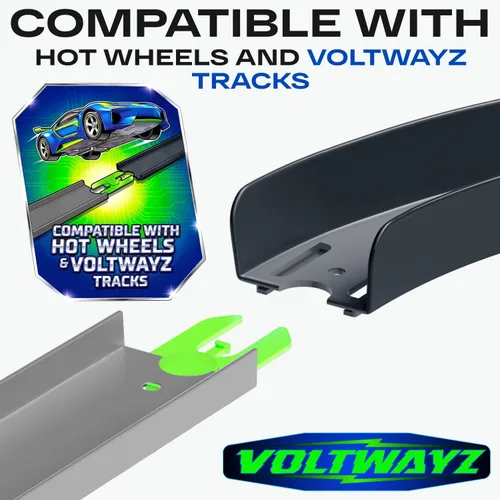 Vista 5 de Piezas de pista Curve compatibles con Hot Wheels – Paquete de 4 giros de 90 grados de alto banco + 6 conectores – Esquina curvada para carreras a