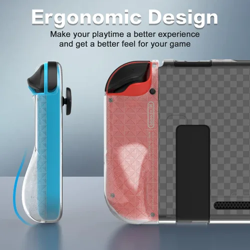 Vista 6 de HEYSTOP Funda compatible con Nintendo Switch, funda protectora de TPU suave acoplable para Nintendo Switch con protector de pantalla de vidrio
