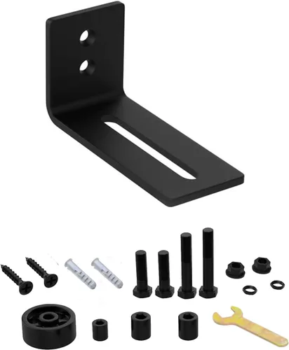 Vista 5 de Yahpetes Guía de piso ajustable para puerta corredera, color negro, 2 piezas