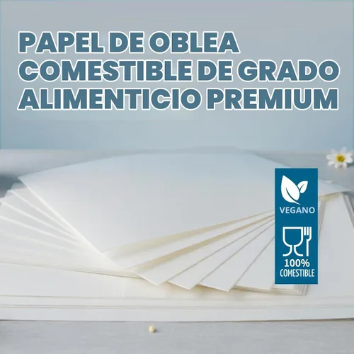 Vista 4 de 25 piezas de papel de oblea comestible tamaño A4, 8.5 "x 11" grado