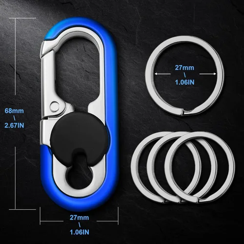 Vista 4 de 2 llaveros de coche para hombre, llavero de automóvil personalizado para hombres y mujeres, clips y anillos de metal resistente antipérdida
