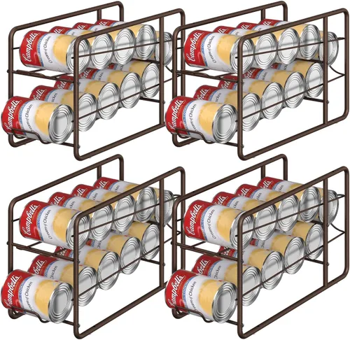 Vista 9 de MOOACE Paquete de 4 Estantes Dispensadores de Latas, Organizador Soporte Apilable de Almacenamiento de Latas para Alimentos Enlatados Gabinete