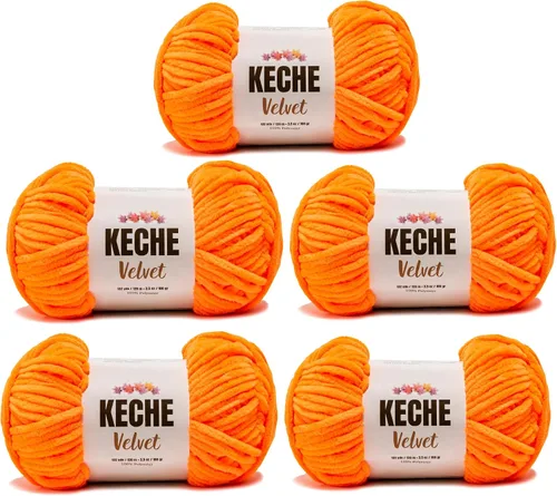 Vista 124 de Keche Hilo para ganchillo, hilo de terciopelo, chenilla suave, manta de bebé voluminosa amigurumi Yarn 3.53 oz (132 yardas) - Arona