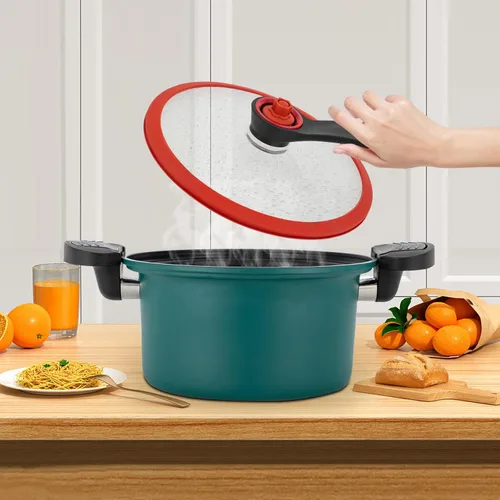 Vista 9 de Olla de cocción lenta a presión de 1.8L para conservar, olla de presión al vacío, utensilios de cocina antiadherentes para microondas, olla