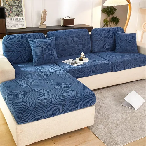 Vista 4 de MIPOPS Funda de cojín gruesa de jacquard para asiento de sofá, funda elástica y extraíble para sofá seccional, protector antipolvo, apto