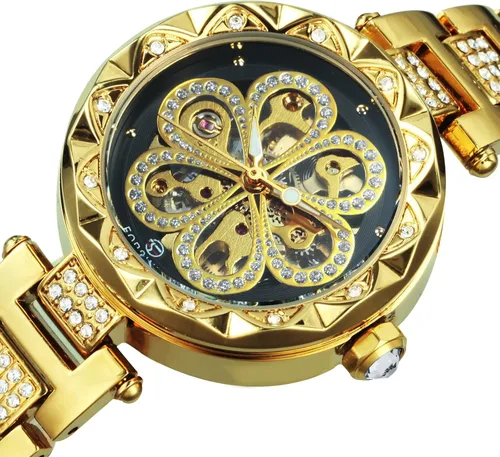 Vista 2 de Reginald Reloj mecánico para mujer, de moda, deportivo, Tourbillon, automático, impermeable, correa de acero inoxidable, Moda casual