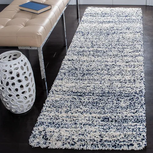 Vista 12 de SAFAVIEH Hudson Shag Collection - Alfombra decorativa de 2 x 3 pies, color marfil y azul marino, no desprende pelusa y de fácil cuidado, 2 pulgadas