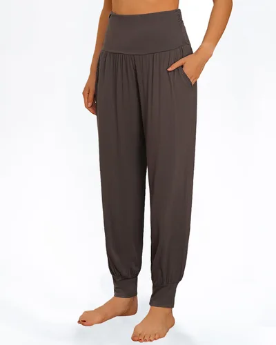 Vista 2 de Kivdol Paquete de 3 pantalones de yoga cómodos para mujer, holgados, de cintura alta, pantalones de entrenamiento cómodos con bolsillos
