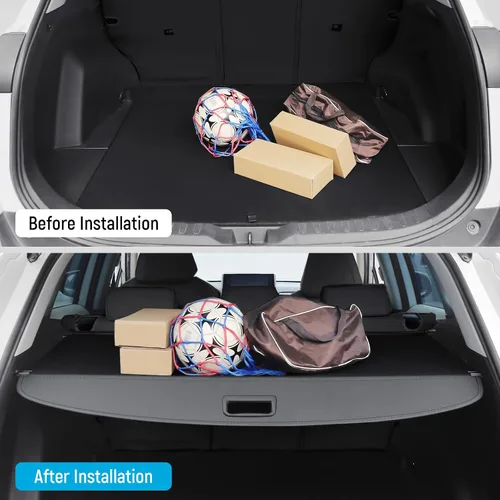 Vista 4 de Funda de carga compatible con Toyota RAV4 2018 2017 2016 2015 2014 2013 Accesorios de fibra de carbono textura retráctil maletero cubierta