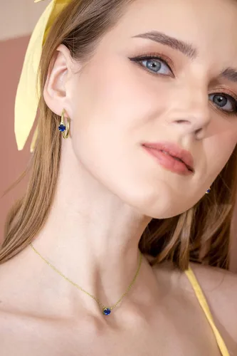 Vista 2 de Hoops Earrings for Women, Birthstone Earrings, Genuine or Synthetic Gemstone Earrings, Fashion Earrings, Trendy Earrings, Sterling Silver Hoop