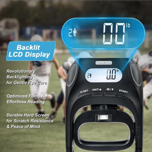 Vista 5 de Handeful Digital Grip Strength Tester, dinamómetro de mano de 397 libras, negro 397 lb Capacity; 0.2 lb Increments; 19 Memory Records; Adjustable