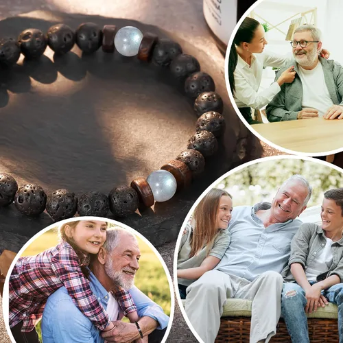 Vista 6 de Tarsus Regalos para el día del padre para hombres, papá, marido, novio, abuelo, hermano, piedra natural, cuentas de piedra luna, pulsera hecha a