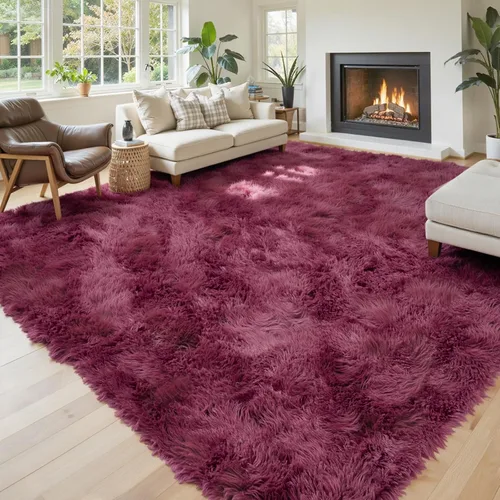 Vista 85 de Alfombras pequeñas de 2 x 3 pies, alfombra negra para dormitorio, alfombra moderna de pelo largo, alfombra pequeña, alfombra de noche esponjosa