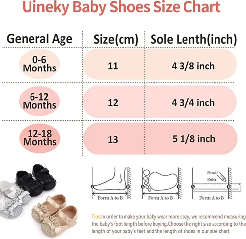 Vista 6 de Uineky Zapatos de vestir para bebés y niñas recién nacidas, zapatos planos estilo Mary Jane, antideslizantes, ligeros, suela suave, zapatos de boda