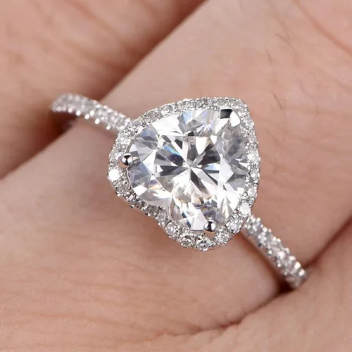 Vista 5 de Iumer - Anillo de zircón de dos piezas con incrustaciones de diamantes de imitación artificiales para mujer, talla 6-10.