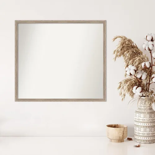Vista 4 de Amanti Art Espejo de baño blanco para sobre el fregadero, 24 x 27 pulgadas, espejo de tocador rectangular con cuña de madera dura, marco de madera