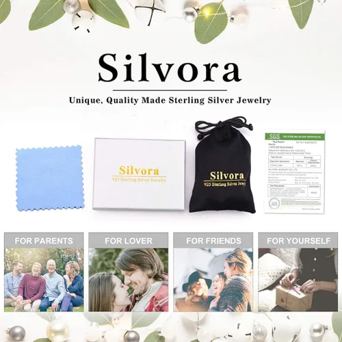 Vista 7 de Silvora Aretes de aro de plata 925 Steling para mujer, aros ligeros y grandes, aretes de aro grandes y gruesos de plata de 0.787 in1.181 in502.756 in