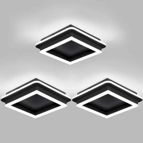Vista 19 de CANEOE Luz de Pasillo Cuadrada de 24W, Moderna Luz de Techo LED de Montaje al Ras, Luces de Acrílico Blanco Cerca del Techo para Dormitorio Comedor
