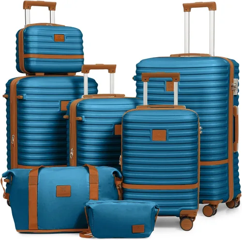 Vista 23 de Juego de maletas Joyway de 3 piezas, juego de maletas extensibles de cabina con rueda giratoria, juego de maletas de carcasa dura con candado TSA