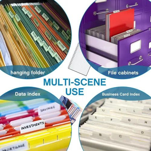 Vista 5 de Gersoniel 200 pestañas autoadhesivas insertables de 2 pulgadas con insertos imprimibles con etiquetas para carpetas de archivos, índice de plástico