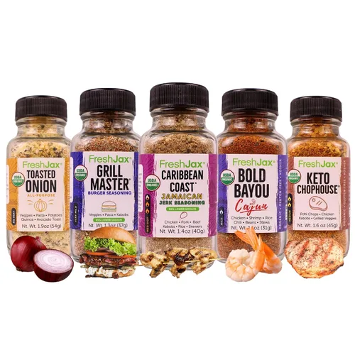 Vista 21 de FreshJax Gourmet especias y sazonadores, caja de regalo (juego de 5) Gourmet five-pack BBQ rub spices for steak, chicken, and seafood, making it