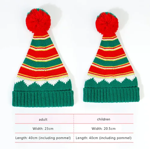 Vista 15 de 2 gorros de punto de Navidad para padres e hijos, gorro de Papá Noel para adultos, bebés, invierno, cálido, gorro de calavera para fiestas