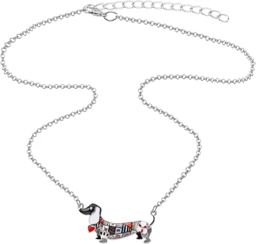 Vista 4 de BONSNY - Collar con colgante de corazón para perro, diseño de perro y mascotas, diseño de perro