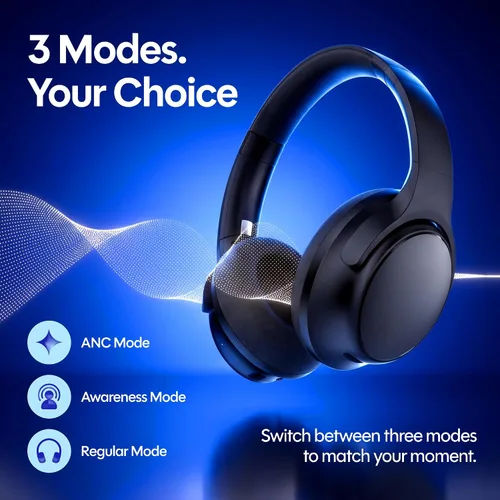 Vista 2 de Raycon Los auriculares inalámbricos Bluetooth sobre la oreja de todos los días, con cancelación activa de ruido, modo de consciencia y micrófono