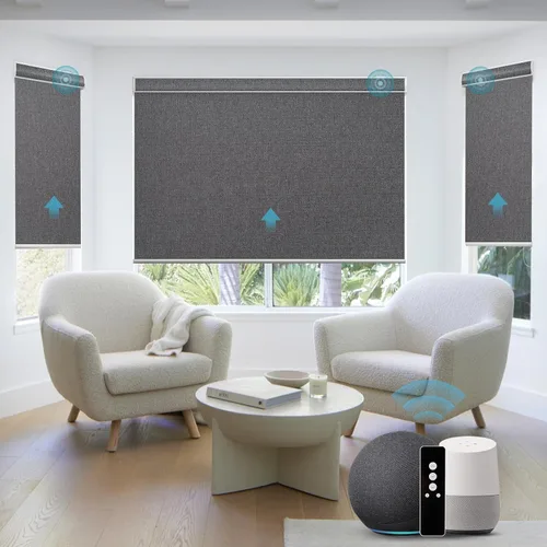 Vista 29 de SmartWings Z-Wave/Zigbee Smart - Persianas enrollables, vinilo beige Persianas motorizadas eléctricas 100% opacas con control remoto, persianas