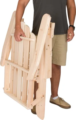 Vista 6 de Shine Company 4658N Marina II Adirondack - Silla plegable de madera para exteriores, para jardín, patio trasero, hoguera y cubierta, natural