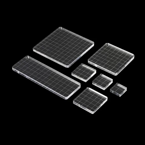 Vista 4 de PATIKIL Bloque de sello acrílico, paquete de 7 bloques de estampado transparentes con líneas de cuadrícula, bloques de montaje decorativos, juego