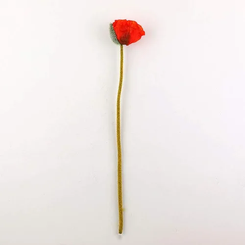 Vista 4 de 5 piezas artificiales de amapola de maíz francés de seda de amapola flocada de tallo largo, decoración para el hogar, boda, fiesta, 25 pulgadas