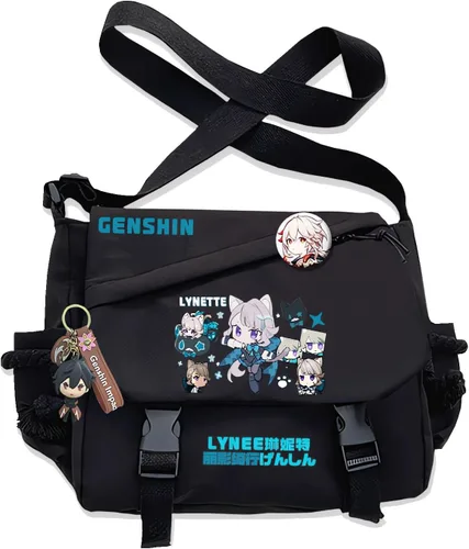 Vista 9 de Bolso Furina Crossbody Bag Single Shoulder Bag Adulto Anime 3D Print Mochila Negro Bolsa