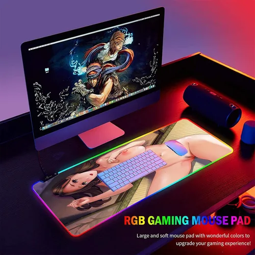 Vista 6 de Gamer XXL - Alfombrilla de mouse de color grande RGB Anime Girl Sexy Butt Breasts Chest Color Gaming Desk LED Mousepad pad pad pad tapete tapete