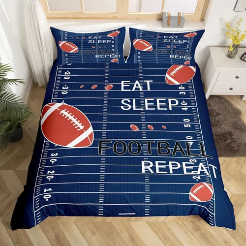 Vista 44 de jejeloiu Juego de ropa de cama de fútbol para niños, tamaño individual, juego de funda de edredón de fútbol para niños y niñas, funda de edredón