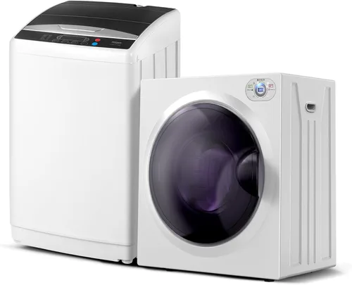 Vista 14 de ROVSUN Juego de lavadora completamente automática de 17.6 libras y secadora de ropa portátil de 1.5 pies cúbicos, juego combinado de lavadora