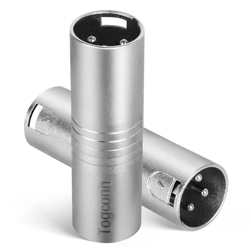Vista 6 de Adaptador de micrófono XLR 2 unidades, 3 pines XLR macho a hembra, convertidor de conector de extensión de audio para altavoz, mezcladores,