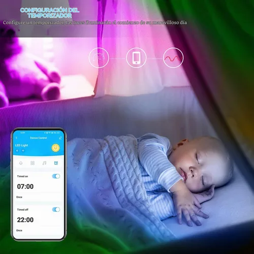 Vista 4 de DAYBETTER Kit de tiras de luz LED RGB compatible con Alexa y Google Assistant, tira de luces LED WiFi inteligentes para dormitorio, habitación