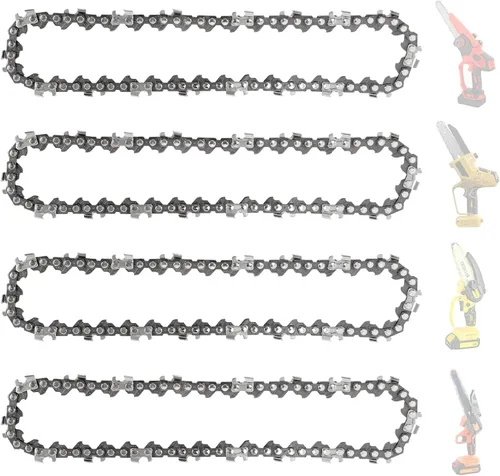 Vista 9 de 4 cadenas de motosierra de 6 pulgadas, cadena de repuesto para motosierra, mini cadena de sierra eléctrica, cadena de motosierra inalámbrica