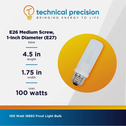 Vista 6 de Technical Precision Bombilla halógena para Osram Sylvania 18893 T10-1 Pack 100W · 120V · Doble sobre · Base de tornillo mediana E26 · Blanco