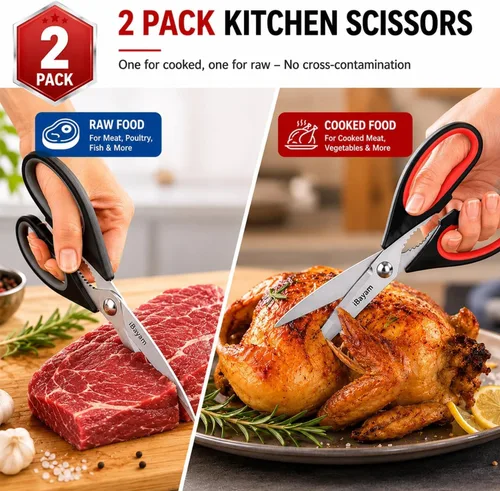 Vista 6 de iBayam Tijeras de cocina multiusos resistentes, funda protectora (paquete de 2)