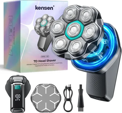 Vista 10 de kensen Afeitadoras de cabeza 7D para hombres calvos, afeitadoras de cabeza calva de doble velocidad con pantalla LED, maquinilla de afeitar