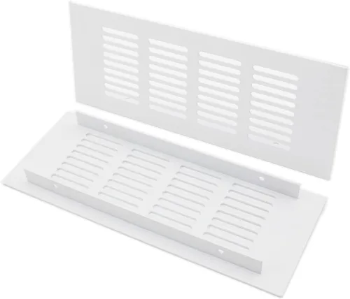 Vista 3 de 2 fundas para ventilación de aire, rejilla de ventilación de aleación de aluminio blanca rectangular, cubierta de rejilla de metal para armario