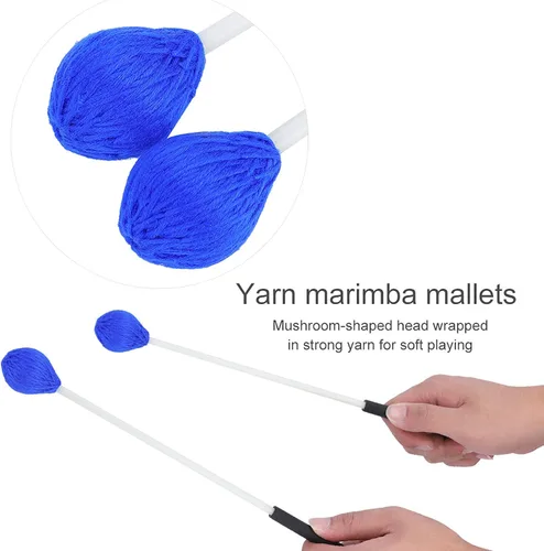 Vista 3 de 1 par de mazos de marimba, mazos de tambor, mazos de percusión de cabeza de hilo, mazos de timbal, accesorios de instrumentos musicales