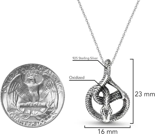 Vista 4 de AeraVida Collar con colgante único y detallado de serpiente en espiral de plata de ley 925 Colgante inspirado en serpiente animal para mujer