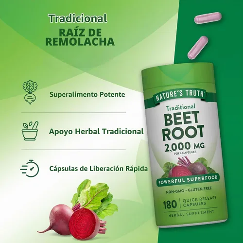 Vista 5 de Nature's Truth Cápsulas de raíz de remolacha 2,000 mg 180