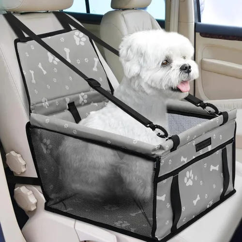 Vista 14 de Asiento de coche para perro, asiento elevador plegable para perro, impermeable, transpirable, bolsa de viaje Oxford para perros pequeños a medianos