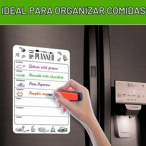 Vista 2 de Planificador magnético de comidas para refrigerador de 8.5 x 12 pulgadas